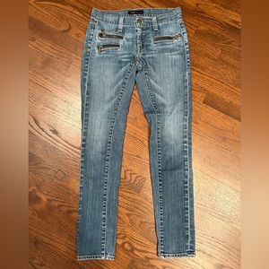 Work Custom Jeans distressed low rise moto skinny jeans